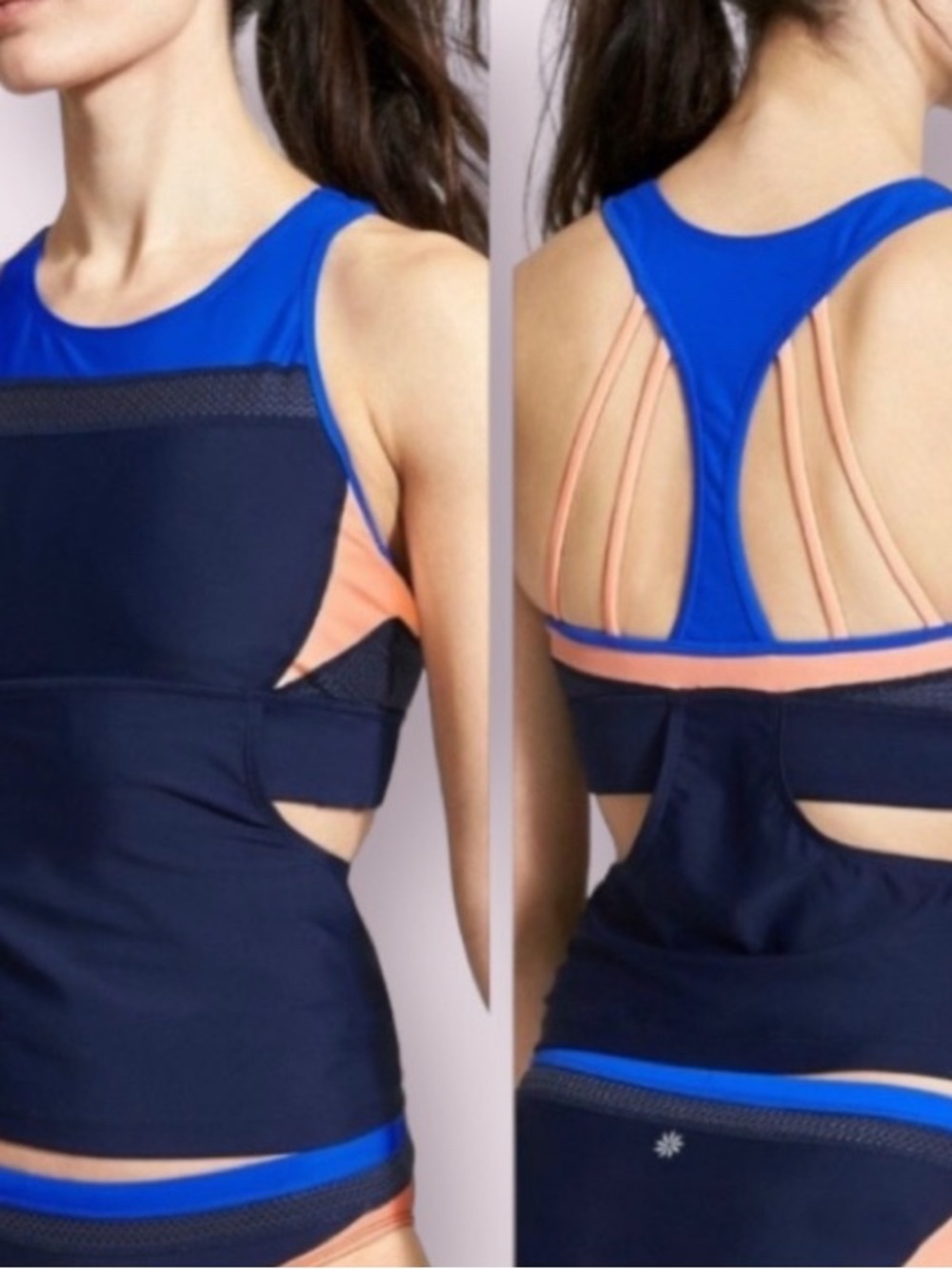 Athleta Tri-ssential Tankini Set Sports Bra Tank Top Running Shorts Triathlon L
